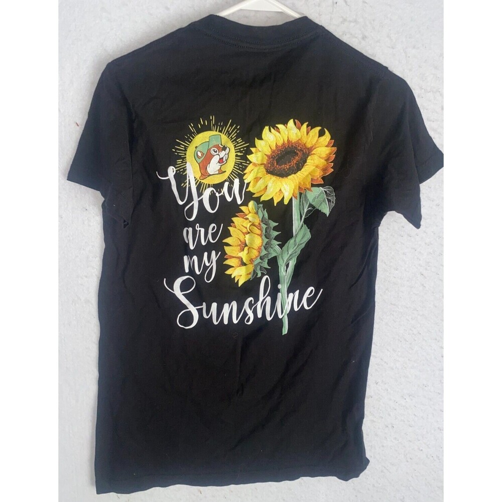 Buc-ees T-Shirt Tee Sunflower You Are My Sunshine sz S Black Cotton Short Sleeve